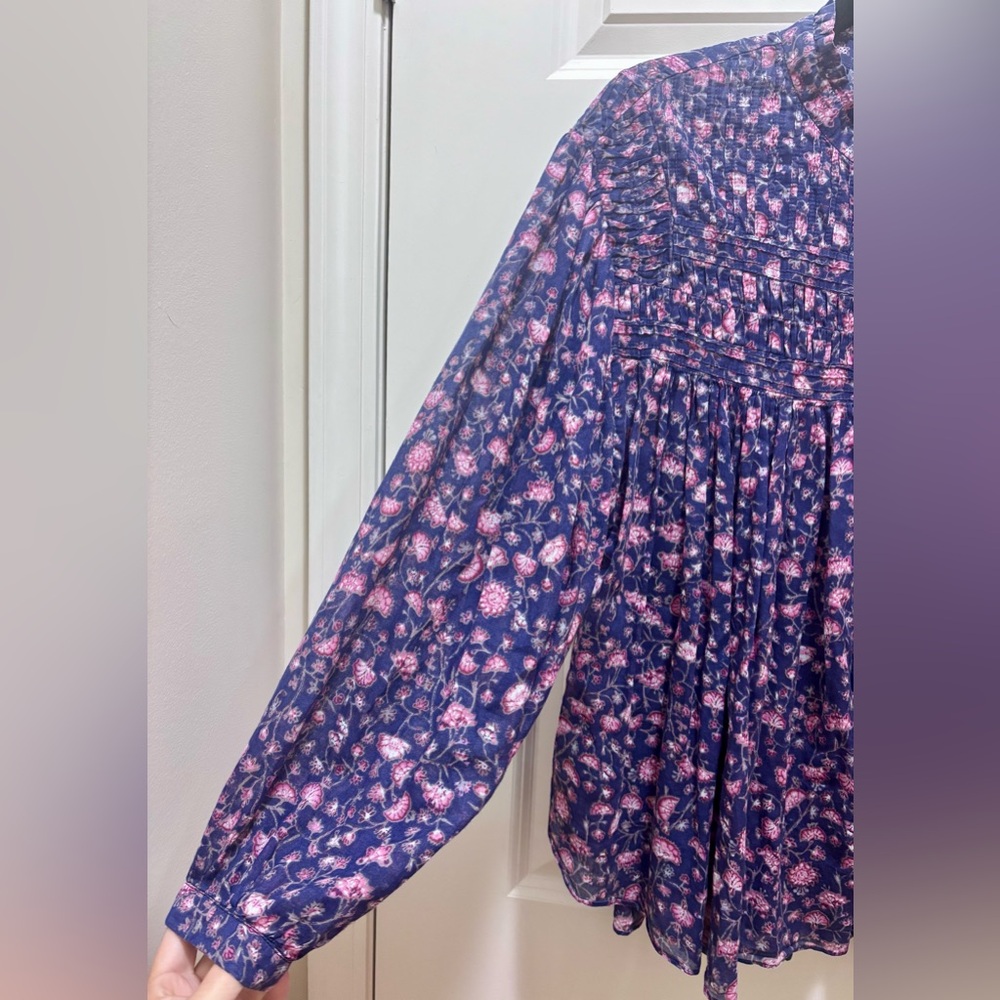 Isabel Marant Laila Gathered Floral Print Blouse - Picture 8 of 10